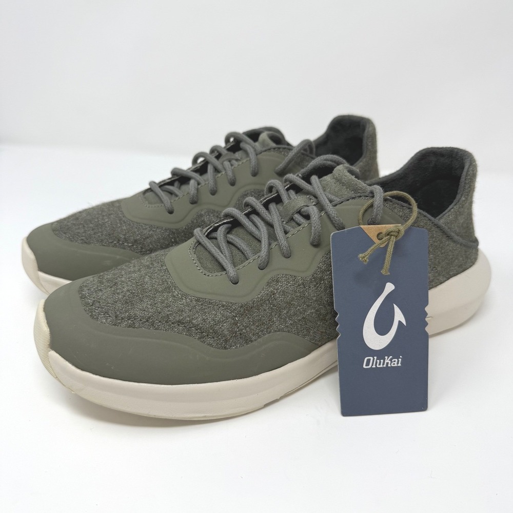 OluKai Koheo Hulu Dusty Olive Wool Blend Sneakers Shoes US M8 EUR 41 NEW